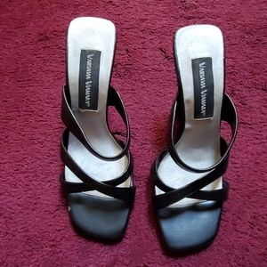 Black Strappy Open Toes Heels